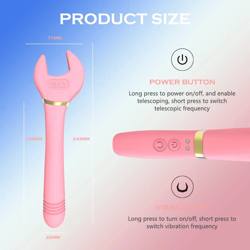 Senior Simulation 30 Wrench Vibrator Automatic Telescopic Dildo AV Stick Massager Female Masturbator Wrench Sex Toys