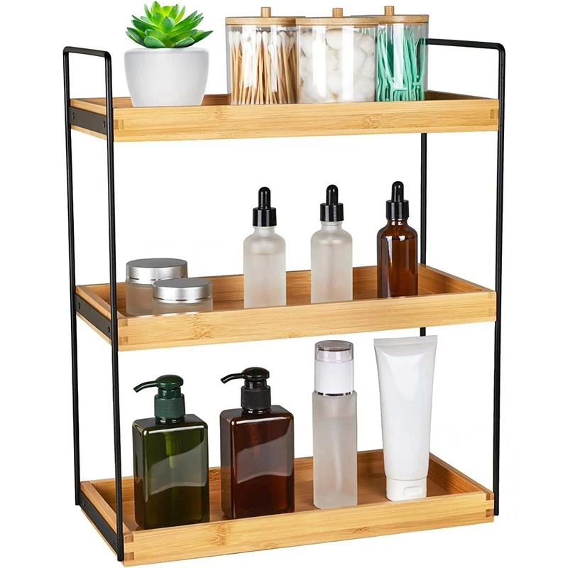 Bathroom Counter Organizer Corner Shelf “ Bathroom Organization Bamboo 3  Tier Sp