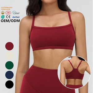 2026 Newest Women Cloud Feel Hollowed Out Back Lace up High Elasticity Polyamide Running Yoga Workout Sport Bra