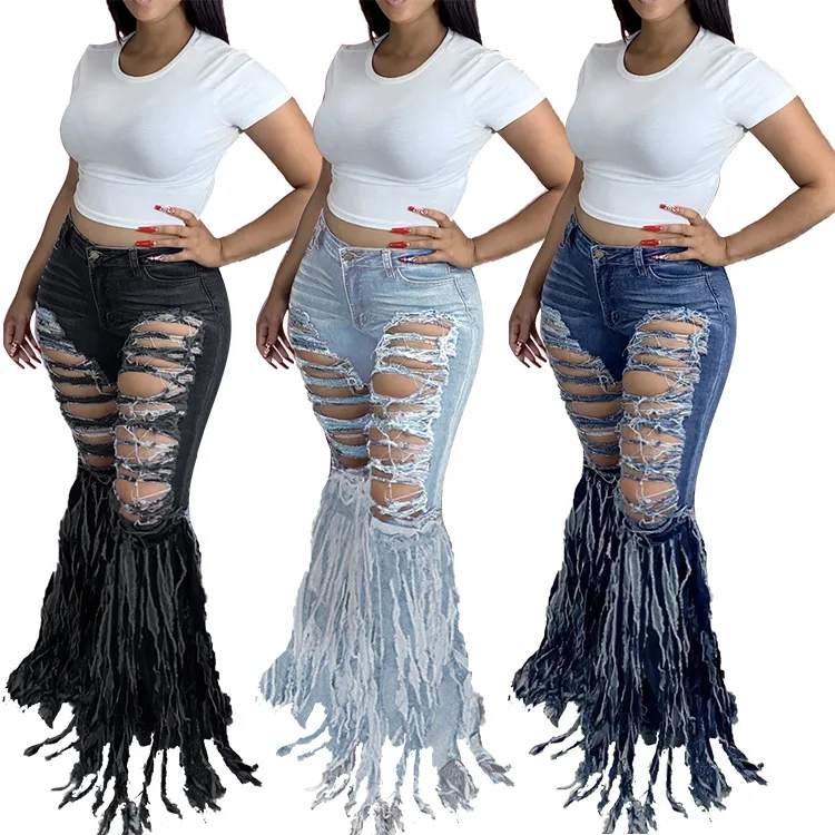 Pantalones De Mezclilla Con Flecos Para Mujer,Pantalón Informal,Acampanado  - Buy Las Mujeres Vaqueros Pantalones Casuales De Las Mujeres Pantalones  Vaqueros Sexy Dama Con Flecos Cepillado,Pantalones De Denim Product on  Alibaba.com