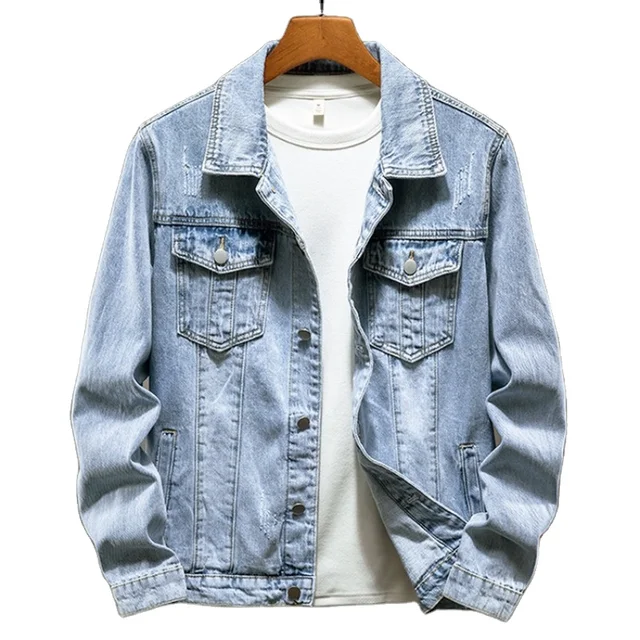 Fashion denim jacket for summer Solid color men for men's Denim jacket blue jacketsdenim jacket men Plus Size M-4XL