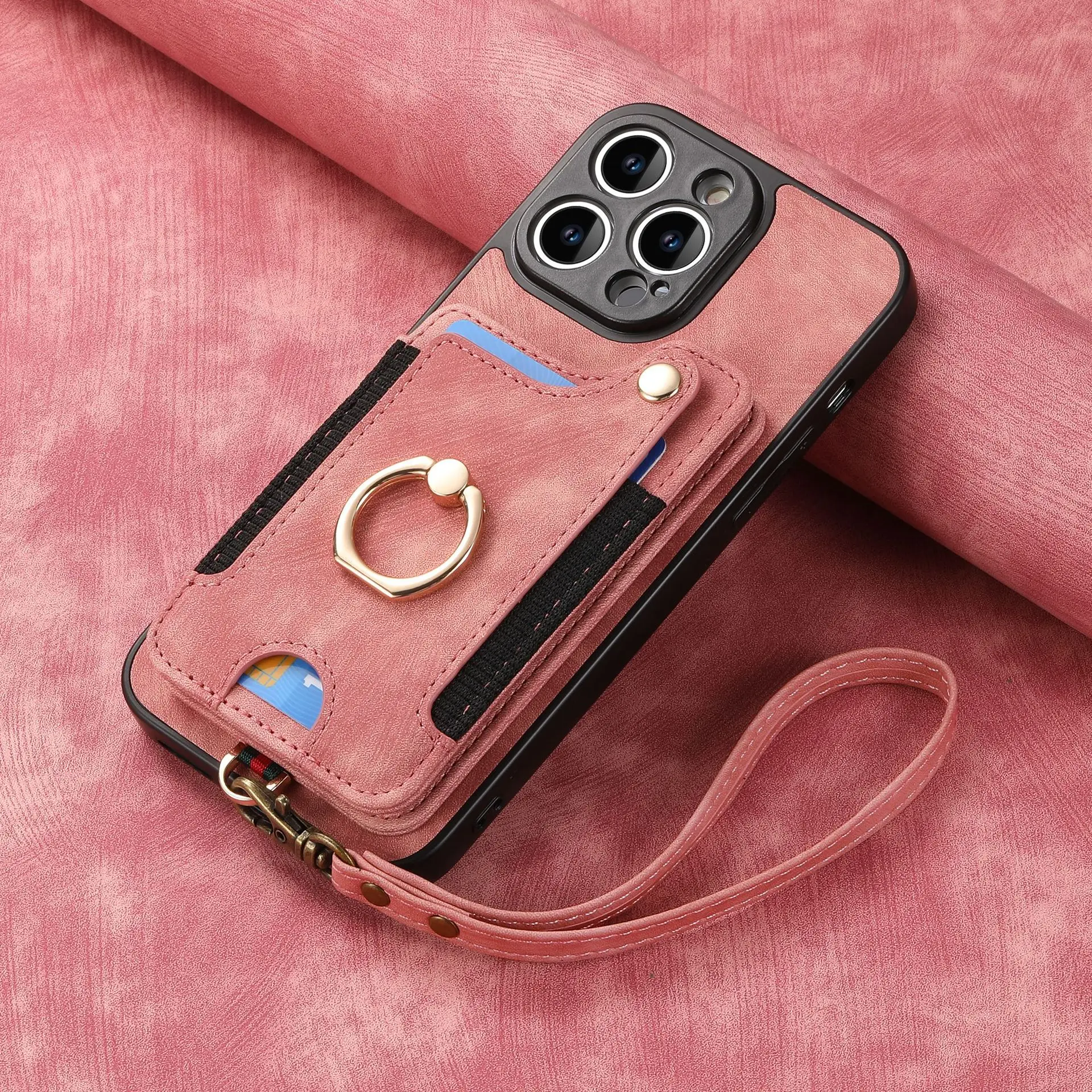 Bestselling Wholesale Factory Price | Multi-Function Card Phone Leather Case With RFID Blocking, Ring Holder, And Lanyard_voghion.com