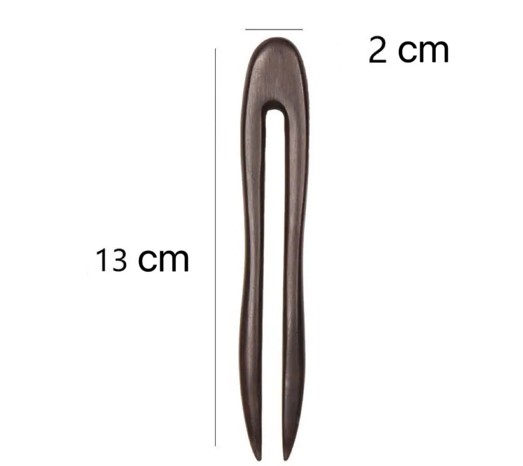 Chinese Hairpin U Shaped Hair Forks Vintage Green Sandalwood Wooden Sticks for