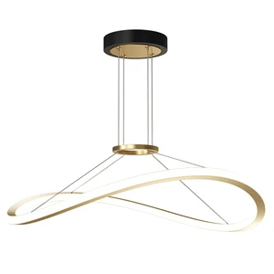 Modern Nordic Aluminium Led Line Round Chandeliers Ceiling Luxury House Lamp Kitchen Island Hanging Chandeliers Pendant Lights