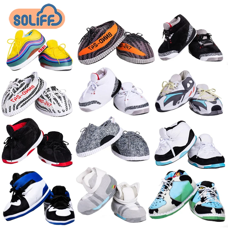 Пользовательские Высококачественные мягкие домашние плюшевые тапочки для взрослых Размер кроссовки