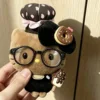 Gafas negras donut kt-cuero negro-10cm-hebilla forma de corazón