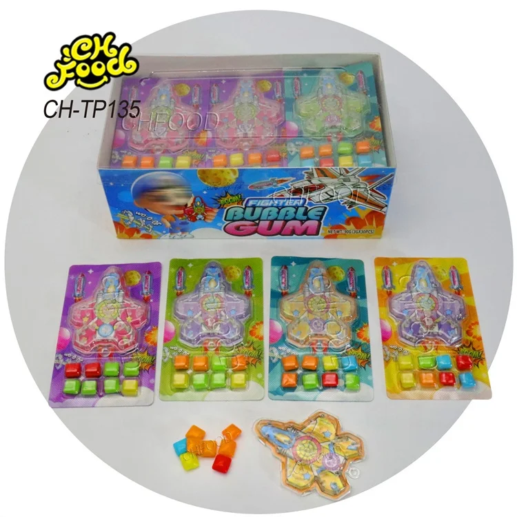 Wholesale Low MOQ Halal Mini Square Bubble Gum Candy Sweets with Cheap Plastic Aircraft Maze Toy for Boys