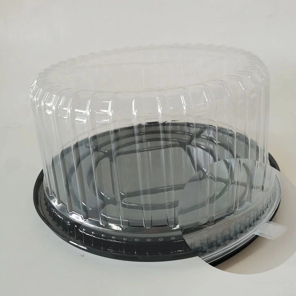 Disposable Plastic Cake Storage Box Container 8 Inch With Plastic Dome Lid and Secure Seal Clear Plastic Round Cake Box