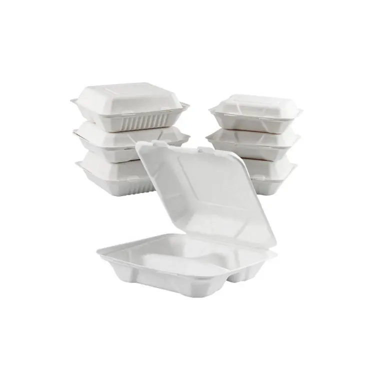 Custom Disposable Sugarcane Cardboard Bento Box Fast Food Container