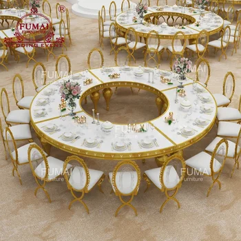 Modern Metal Round Restaurant Event Gold Wedding Dining Table