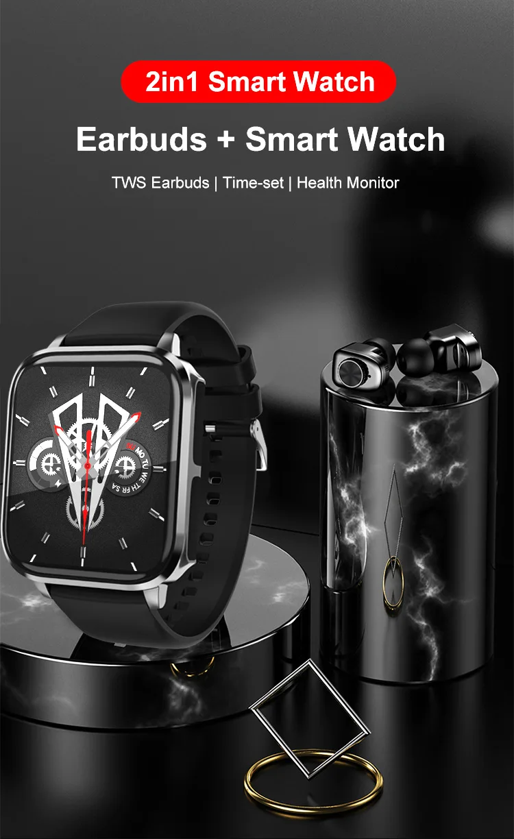 2023 Newest reloj smart watch 2 in 1 TWS smart watch with earbuds Heart Rate Blood Pressure Fitness Bracelet smart watch