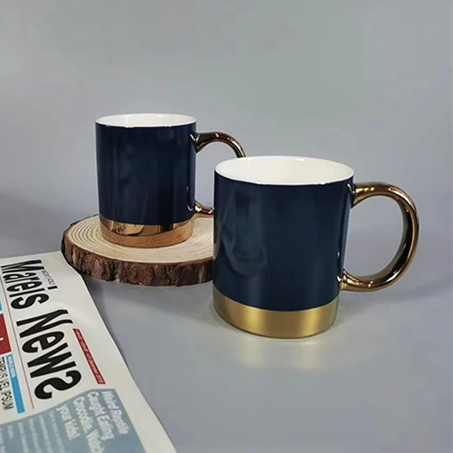 Hot sell color glaze luxury gold plated coffee mug for wine