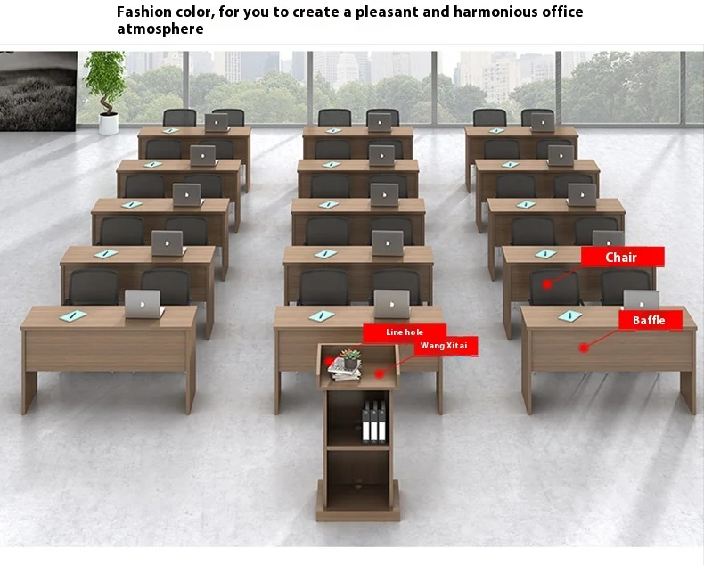 Modern Design Training Table and Chair Set Long Wooden Panel Negotiation Table for Employee Training Office Furniture