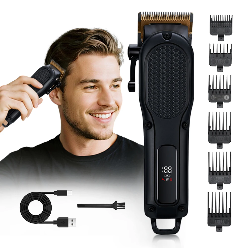 Rechargeable Electric Hair Cut Machine for Household Hotel Use New Model LED Display Stainless Steel English Operating