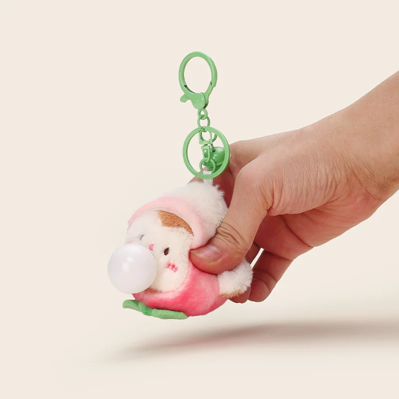 Promotional 3D Cartoon Anime Key Chain Animal Bubbles Series Rabbit Monkey Shape Cute Plush Keychain