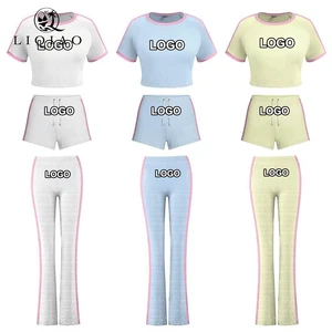 LIQIAO Custom Women's 2-Piece/3-Piece Tracksuit Set Sportswear Shorts  Flared Pants Logo Print Yogawear  OEM/OEM Low MOQ