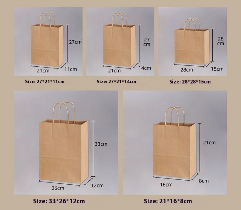 New Year Red Kraft Paper Bag Full Moon Design Festive Wedding Housewarming Birthday Gift Thick Woven Rope Offset Printing