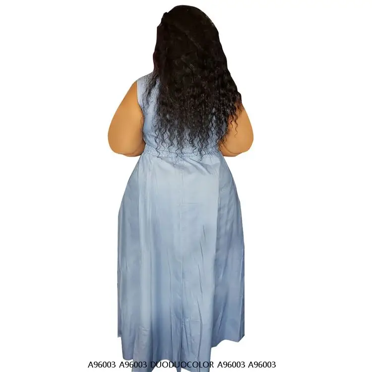 A96003 Washed Plus Size Denim Maxi