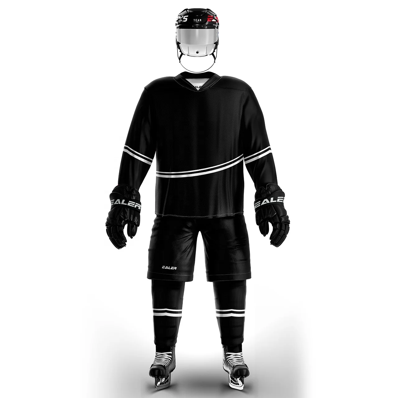  Pullonsy Black Custom Ice Hockey Jersey for Men Women
