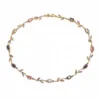 Golden purple pink tulip necklace