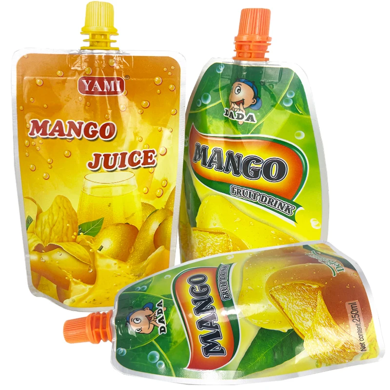 Customized Fruits Mango Juice Stand up Spout Pouch Liquid Plastic Packaging Bag
