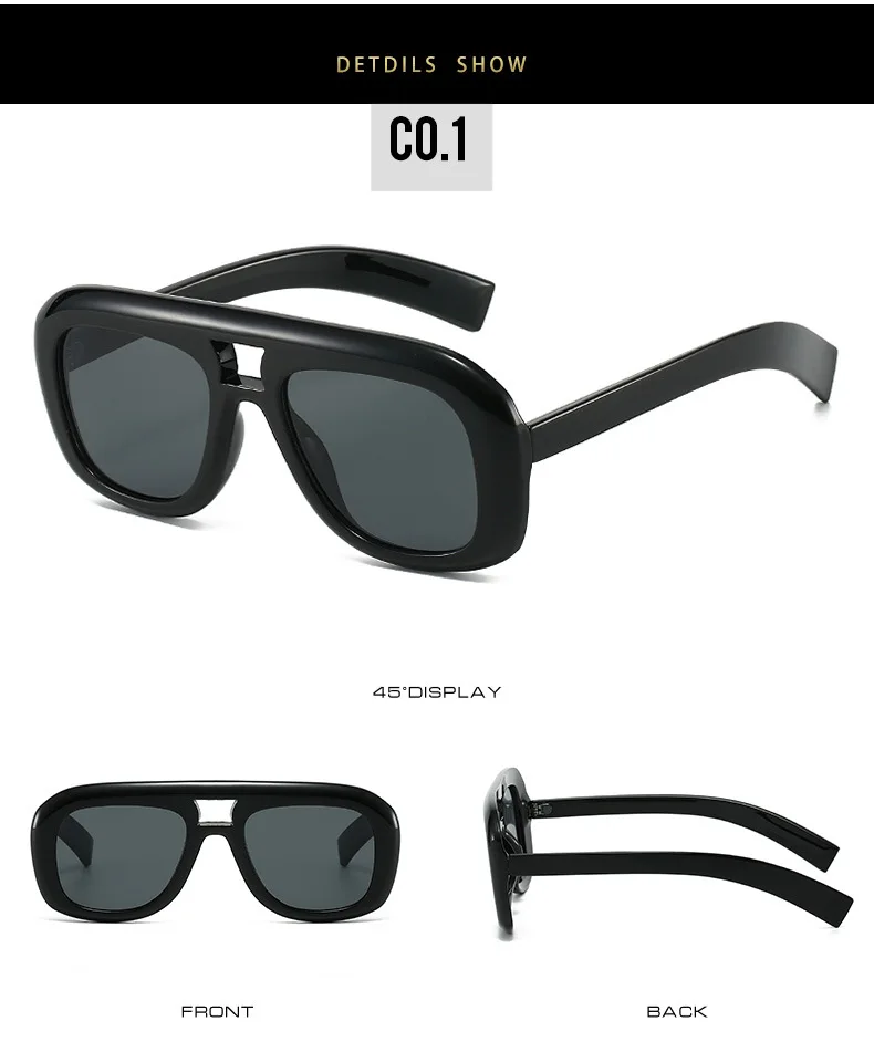 Oversized Women's Sunglasses With Double Bridge Uv400 Protection_voghion.com