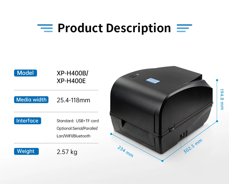 X40 Printer Xprinter XP-H400E Label Printer - Fast, Reliable Thermal Printing