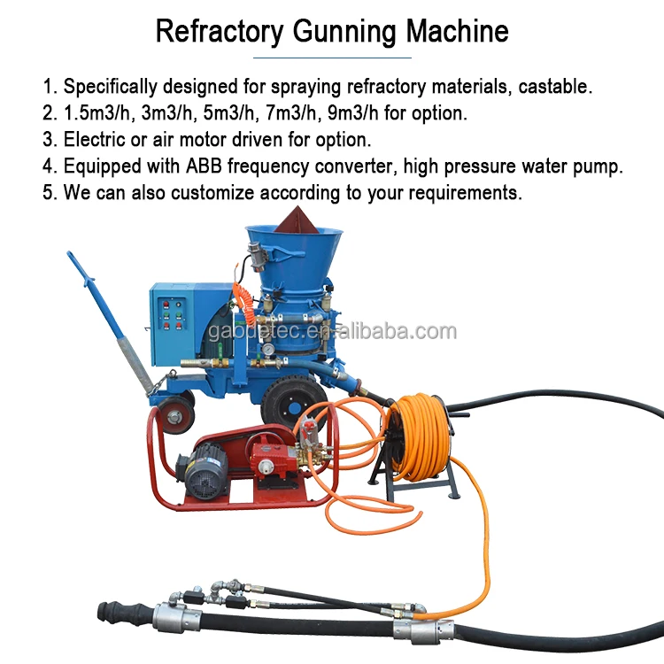 3m3/h Adjustable Refractory Small Shotcrete Machines Refractory Gunning Machine for Sale