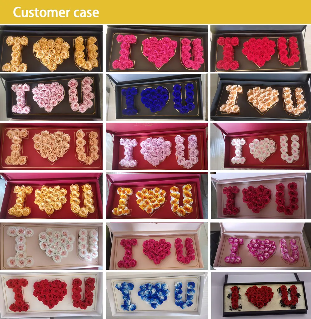 Hfloral I Love You Flower Box Preserved Roses Box Luxury Valentine