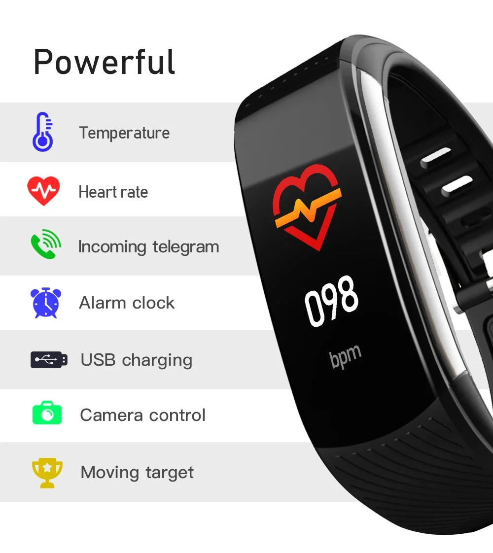 CY-C6S Android Smart Square Plastic Silicone Band Alarm Clock 7-14 Days Battery Life IP67 Waterproof APP Remote Control Sports