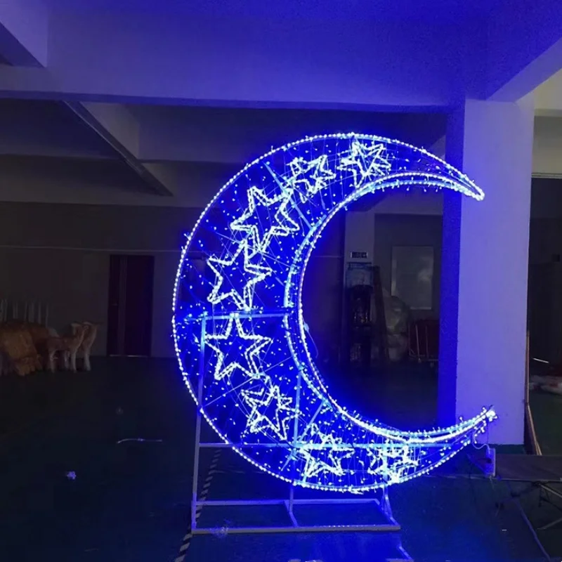 Large Star and Moon 3D LED Street Display Christmas Decorative Lighting for Streets