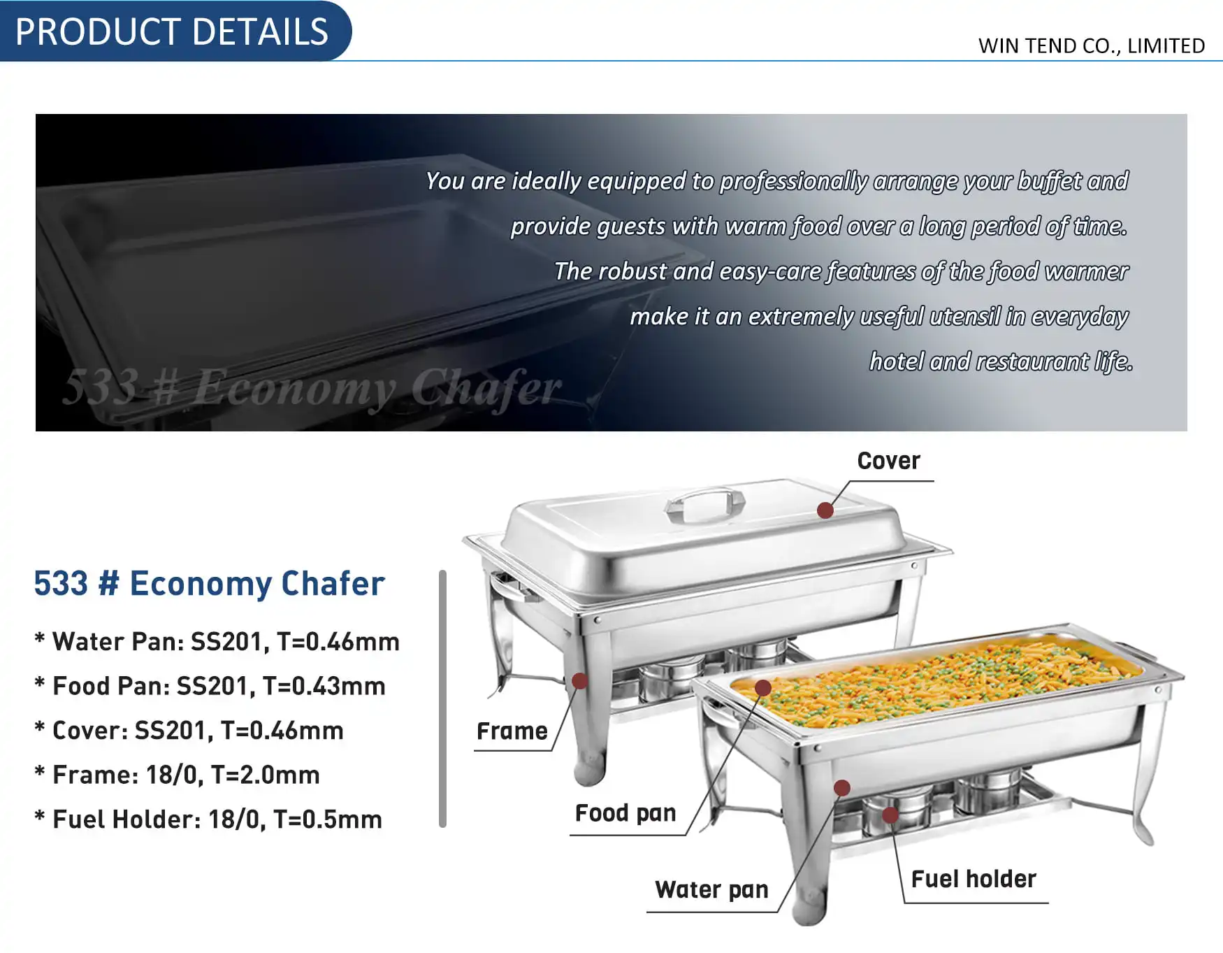 Hotel Chafing Dish Buffet Set Stainless Steel Supply Chefing Dish Food Warmer Chafing And