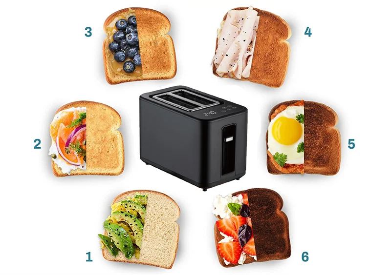 New 2 Slice Bun Bread Smart Toaster With Touch Screen Led Display