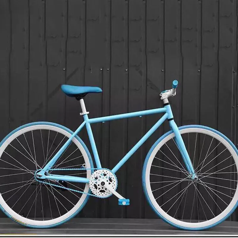 Bicycle Frame Light Blue Fixie Commuter Bike 56cm Fixie Bike Blue/White Single Speed Fixed Gear Track Bike  – 56cm Frame – Fixed