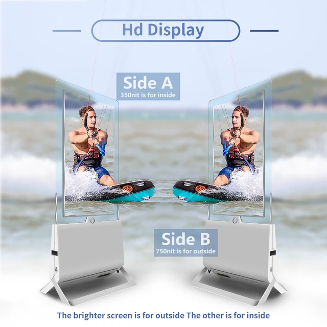43 Inch Double Side Glass floor standing LCD screen Advertising Digital Display Signage flat panel Totem Transparent Player