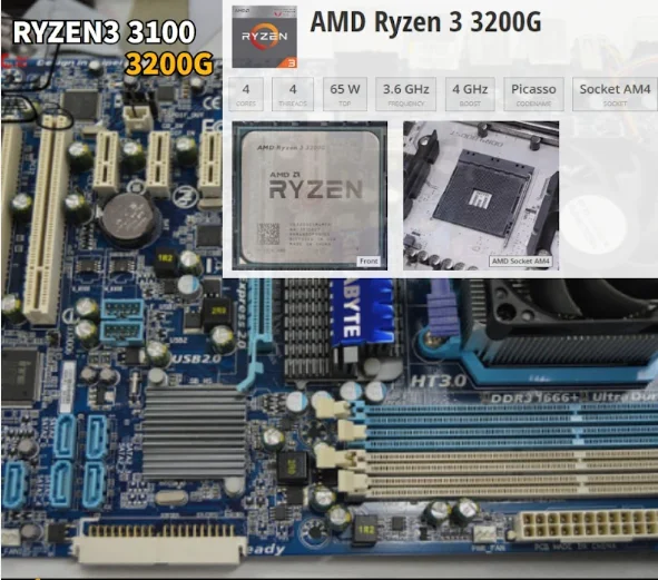 AMD Ryzen 3 3200G プロセッサ AMD Ryzen 3 3200G CPU R3 3.6 GHz Processors with Radeon Vega