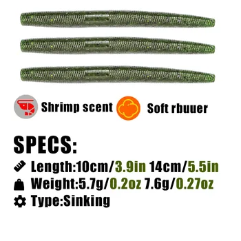 High-Density Noodle Worm Soft Bait Set 40-Piece Stainless Steel Sinking Black Pit Lure Artificial Soft Worm Salt-Added – Soft Lure – view 3