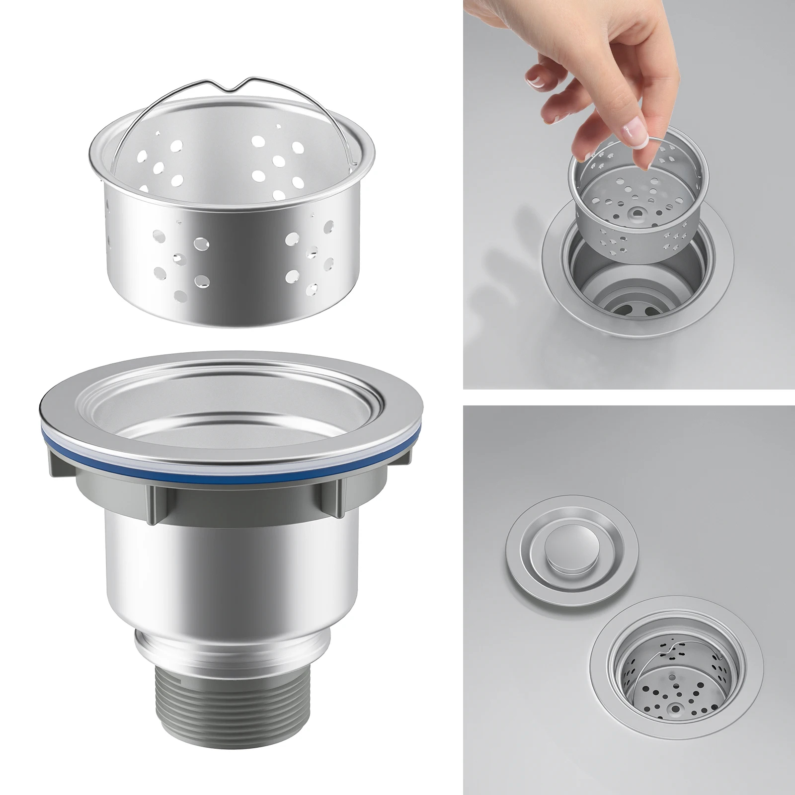 product space save kitchen sink drain for 40 double bowls kitchen drain with overflow of rear mounted flexible drain pipes-2