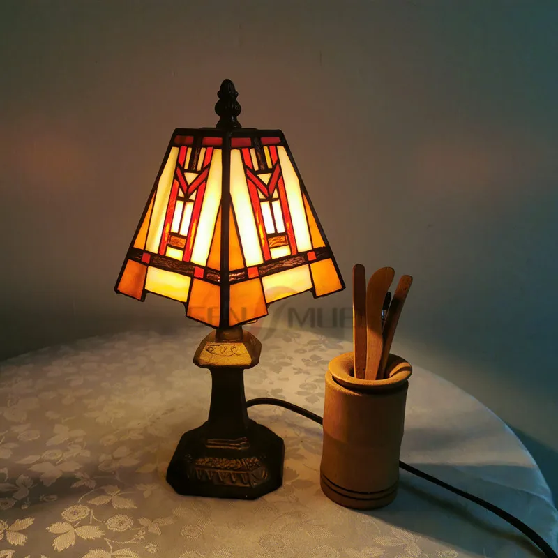 Sensmuel Wholesale Customized and Direct Sales of Cheap 6-inch  Mosaic Painted Glass LED Desk Table Small LED Lamps