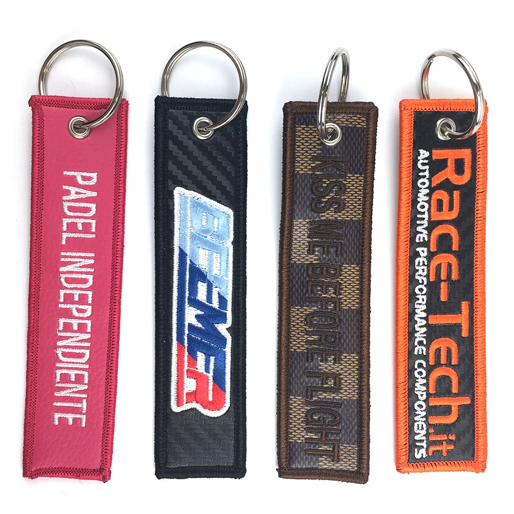 China Wholesale Custom Fabric Embroidery Woven Stay Remove Before Flight  Textile Home Design Key Chain Rings Holder Key Tag for Travel Souvenir Gift  - China Keychain and Custom Keychain price