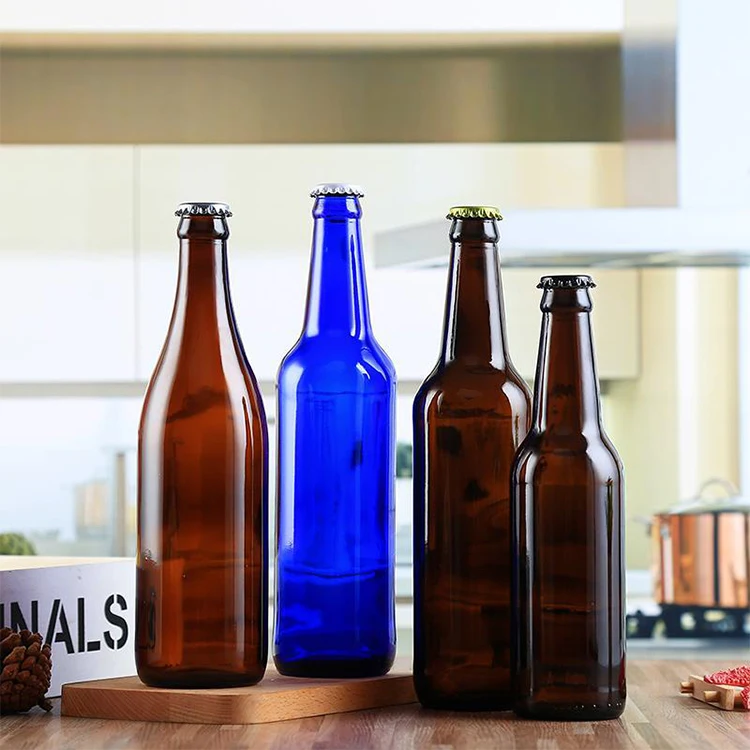 Cheap Price 330ml 500ml 1L clear Amber Beer Glass Bottles with Crown Cap Soda Juice Water Beer Bottle for Home Brewing