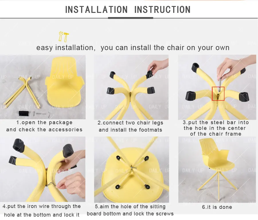 Classic Household Leisure Chair With Plastic Backrest Metal Frame And Curved armrest Bedroom Chair For Reception Kitchen Dining