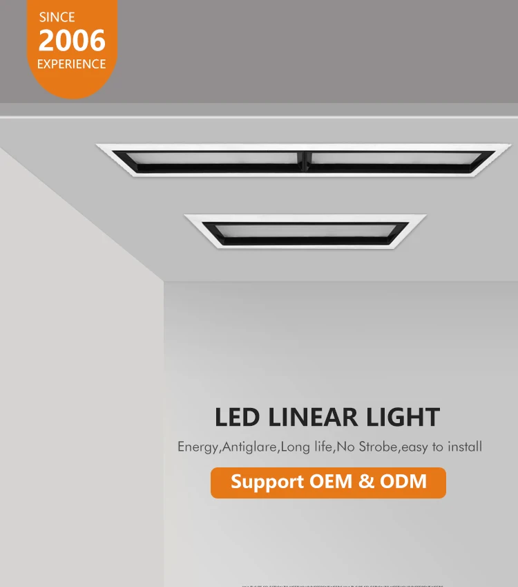Wide Beam Angle Blade Black White Grey Tri Light Color SMD Office 10W 20W 30W Led Linear Down Light