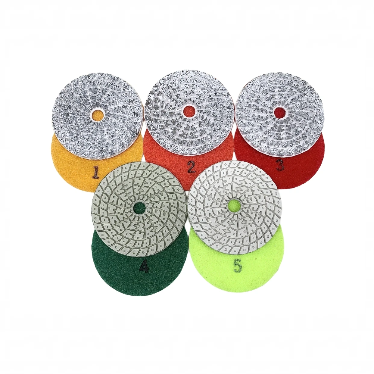 Smt 4 Inch Flexible Metal Resin Diamond Polishing Pads 5 Step Wet