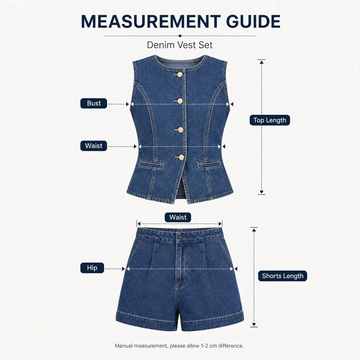 2024 Custom Summer Casual Solid Skinny Women's Denim Two-Piece Suit