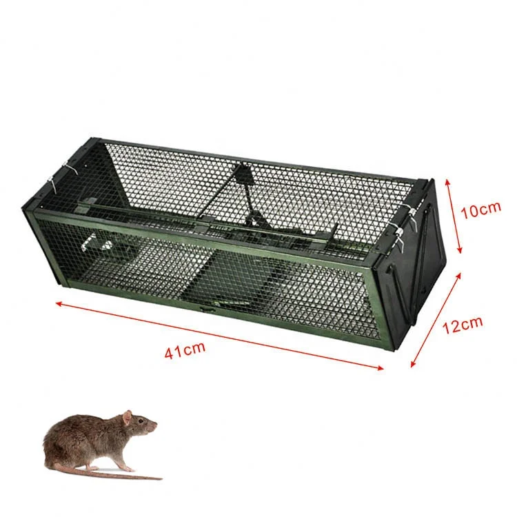 Humane Automatic Double Doors Wire Mesh Metal Live Chipmunk Mouse Rodent Rat Trap Cage Big Type for House Garden