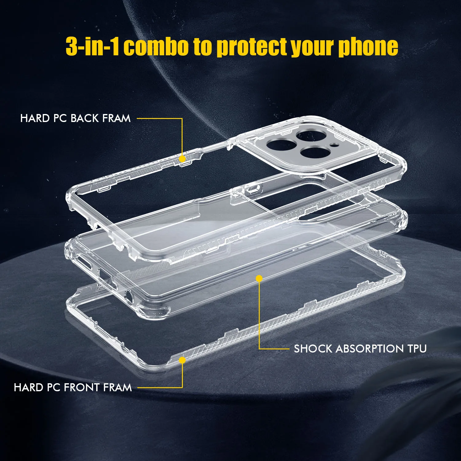 360 3 in 1 Forros Clear Transparent Shockproof Mobile Phone Case Back Cover Linings for Tecno Spark Go 1 Camon 30S 40 Pro Case