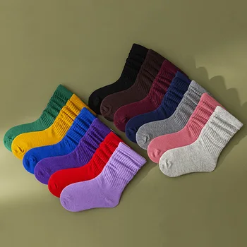 New Long Crew Socks For Baby Toddler Fluorescent Children&#39;s Slouch Socks Combed Cotton Candy Colored Little Girls Kids Socks
