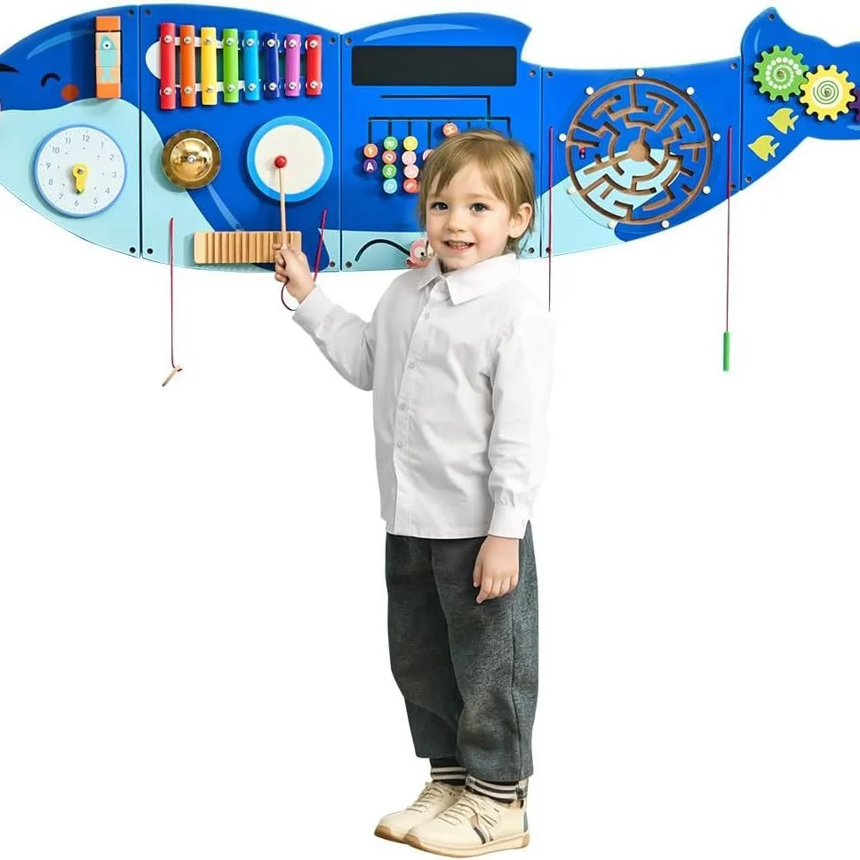 Montessori Sensory Wall Toy Activity Wall Panel Busy Board Wood Educational Toys for Toddlers Playroom & Daycare