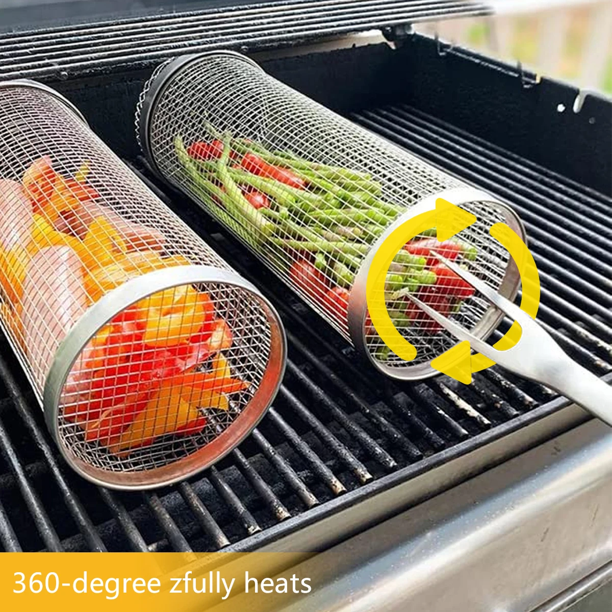 2023 Portable New Stainless Steel Metal 2 Pcs 4 Pcs Bbq Net Tube Round